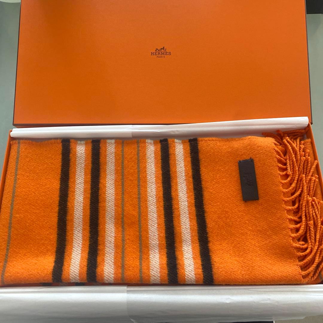 きゅーてぃー　HERMÈS オレンジストライプマフラー