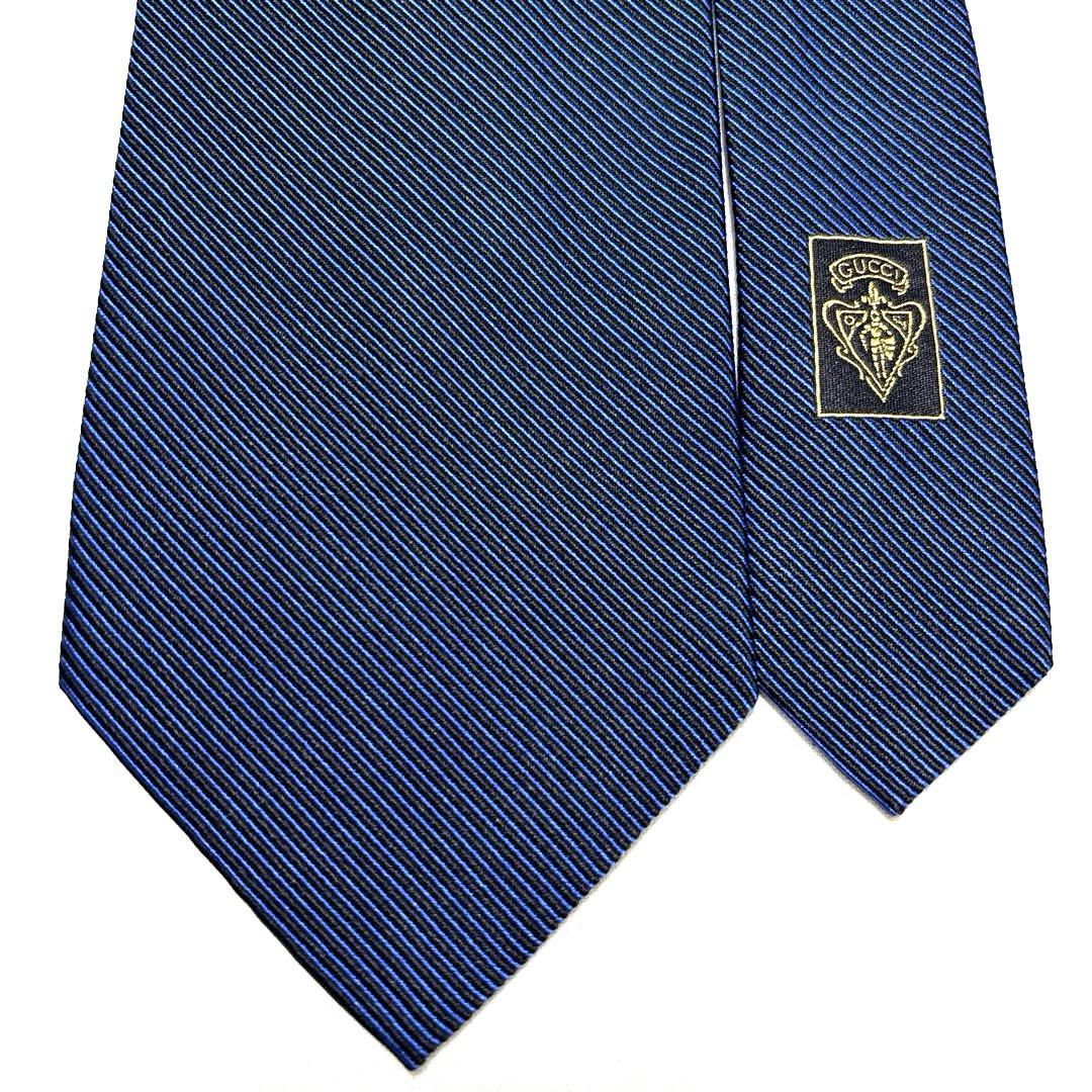 GUCCI グッチ　ネクタイ　ネイビー　無地　ソリッド　美品