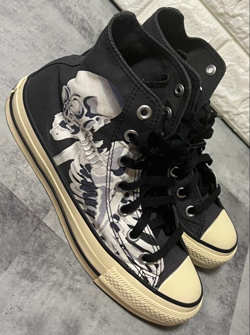 コンバース　23.5cm スニーカー　靴　歌川国芳　浮世絵　スカル　ドクロ　骸骨