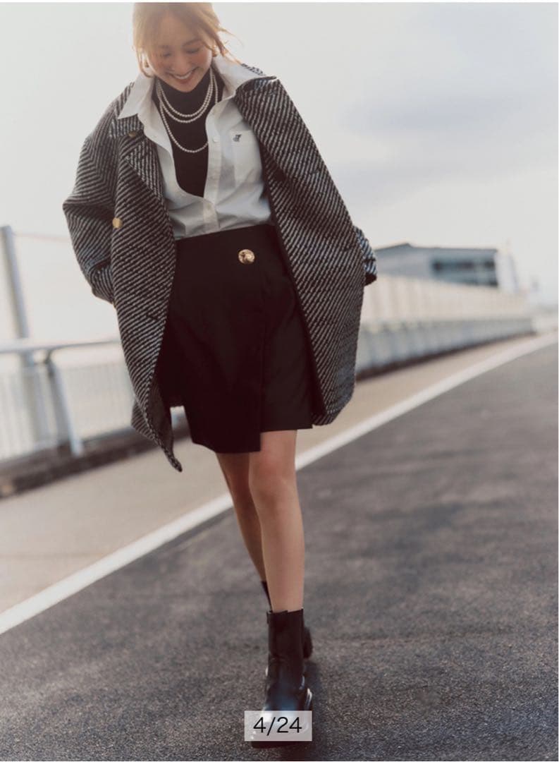 JUSGLITTY ツイーディーPコート Mサイズ 黒ミックス