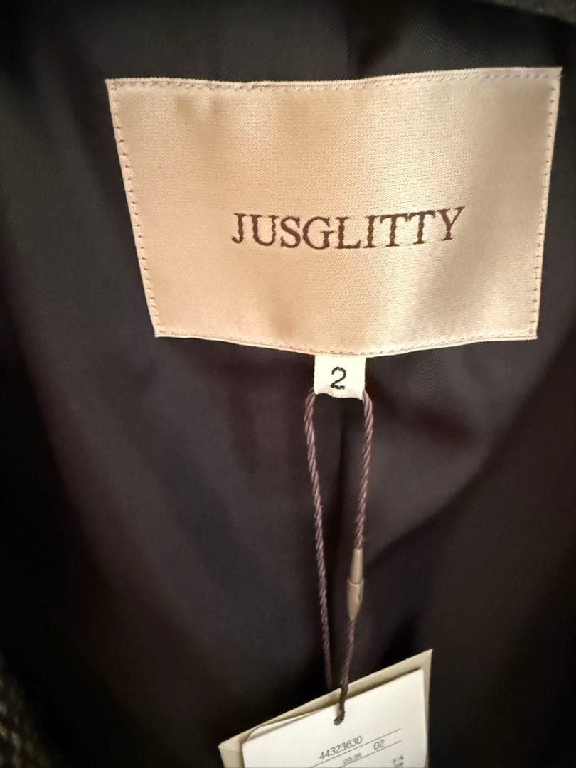 JUSGLITTY ツイーディーPコート Mサイズ 黒ミックス