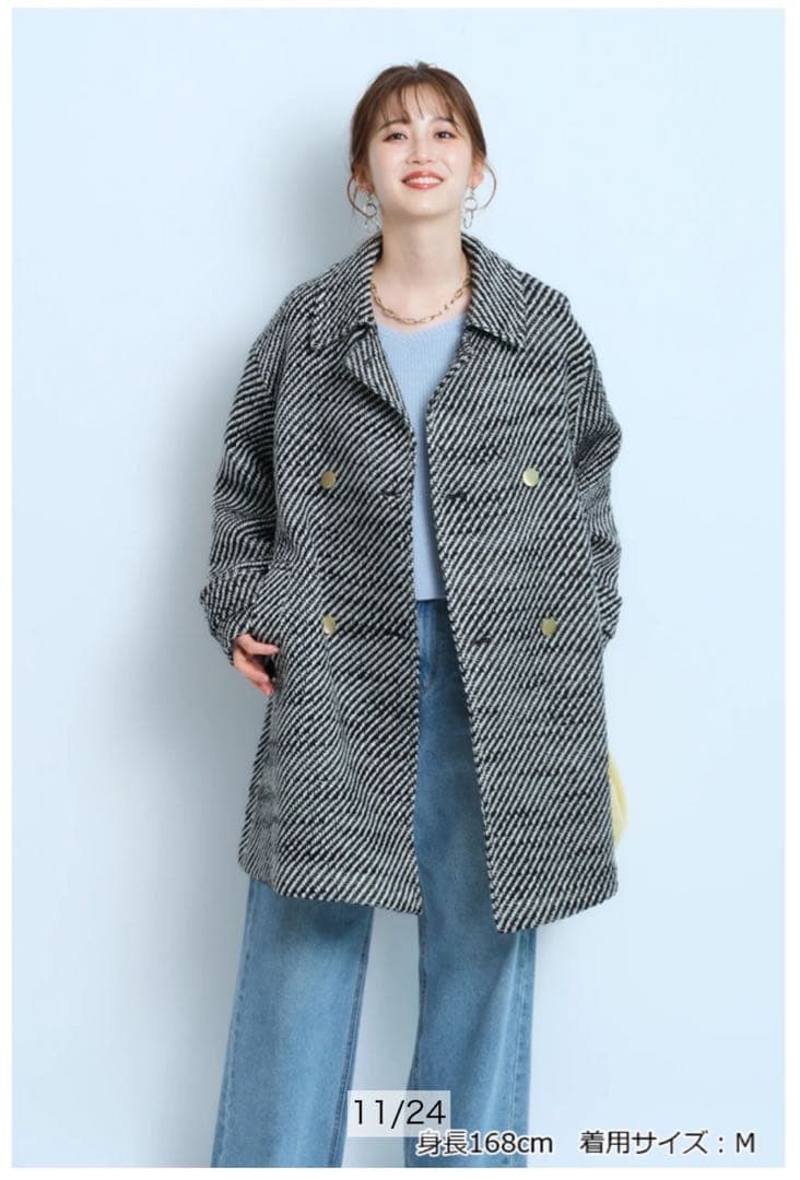 JUSGLITTY ツイーディーPコート Mサイズ 黒ミックス