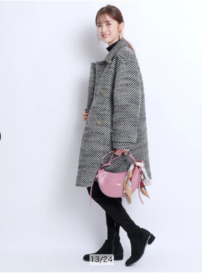 JUSGLITTY ツイーディーPコート Mサイズ 黒ミックス