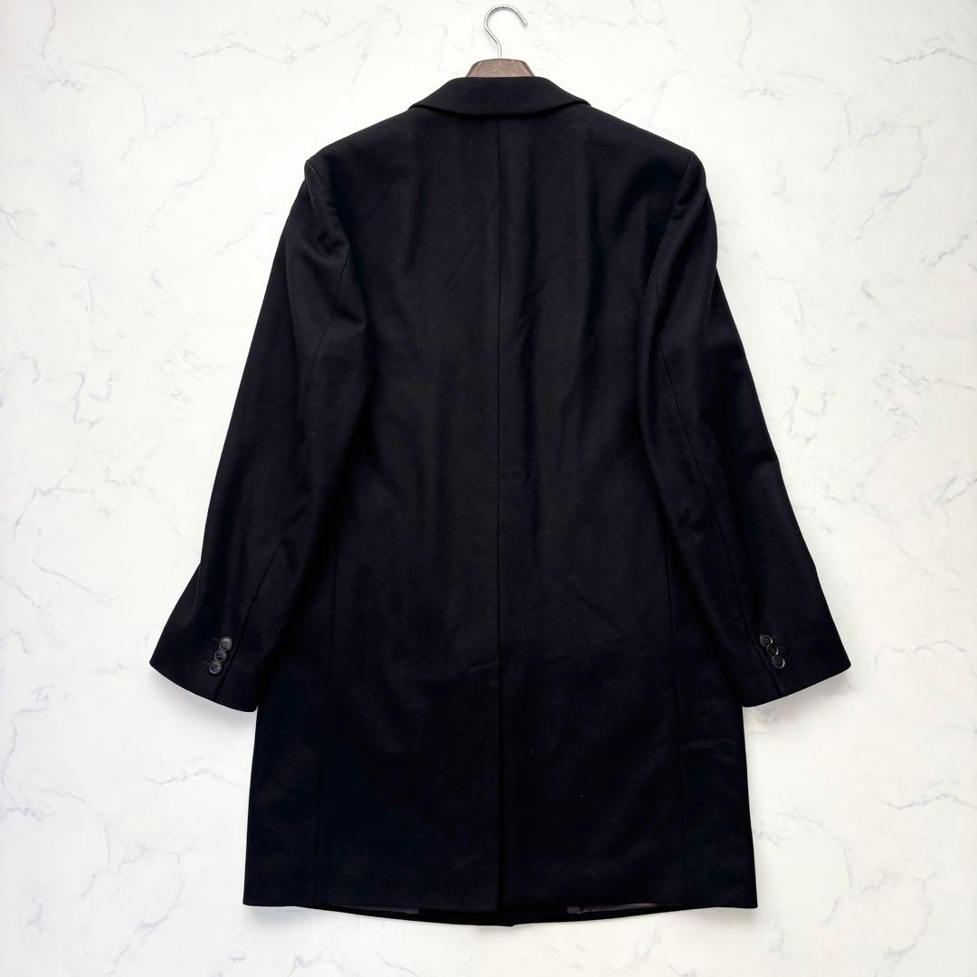 極美品 ヒューゴボス チェスターコート ロング丈 ブラック 52 3L