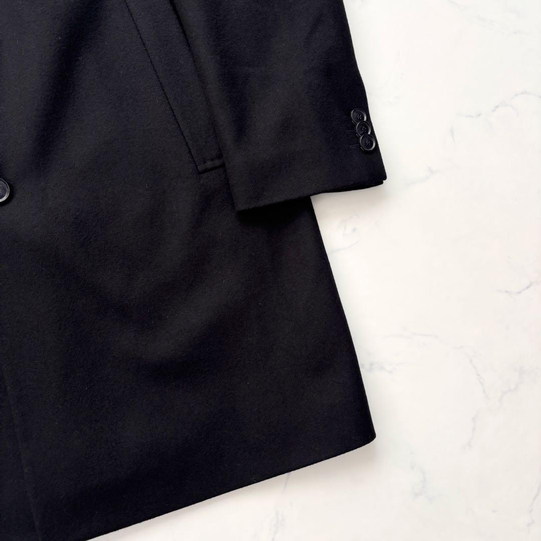 極美品 ヒューゴボス チェスターコート ロング丈 ブラック 52 3L