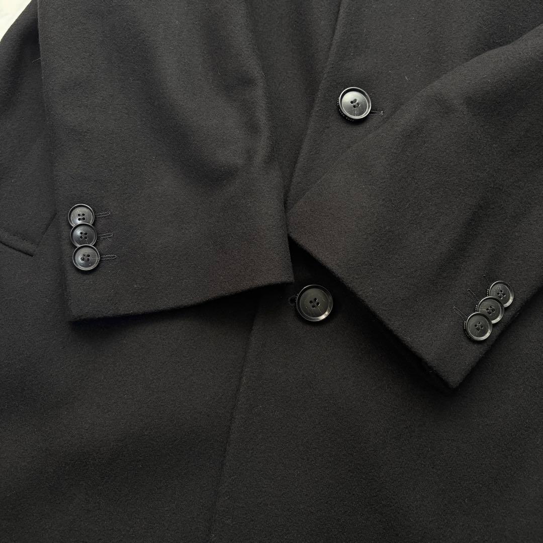 極美品 ヒューゴボス チェスターコート ロング丈 ブラック 52 3L