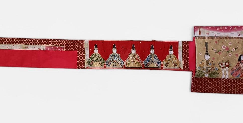 お雛様　桜　名古屋帯　赤　ひな祭り