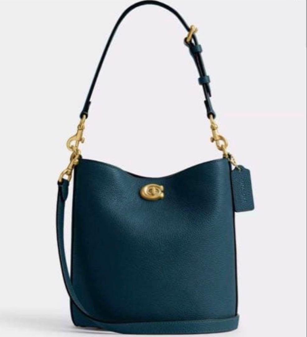 coach ウィロウ19 ソフト バケット バッグ　ブラス/マリン