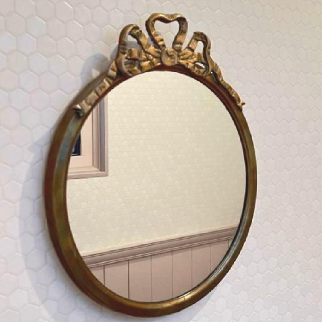 フランスアンティークガーランドミラー　壁掛け　フランスアンティーク鏡