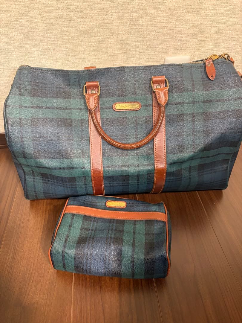 ラルフローレン ブラックウォッチ柄　ボストンバック　ポーチ　セット