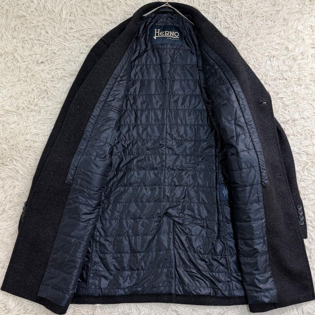 16798✨ヘルノ チェスターコート ヘリンボーン ツイード 50 LL