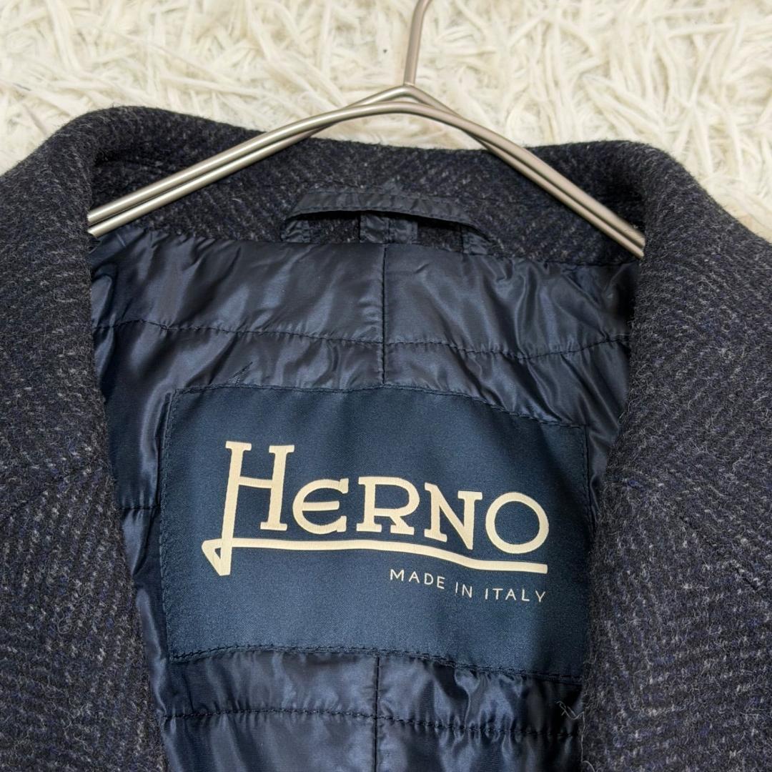 16798✨ヘルノ チェスターコート ヘリンボーン ツイード 50 LL