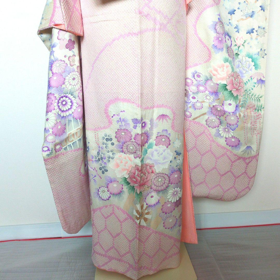 振袖セット　花車文　正絹　友禅　金駒刺繍　入子菱地紋　金彩加工　高級手絞り 17