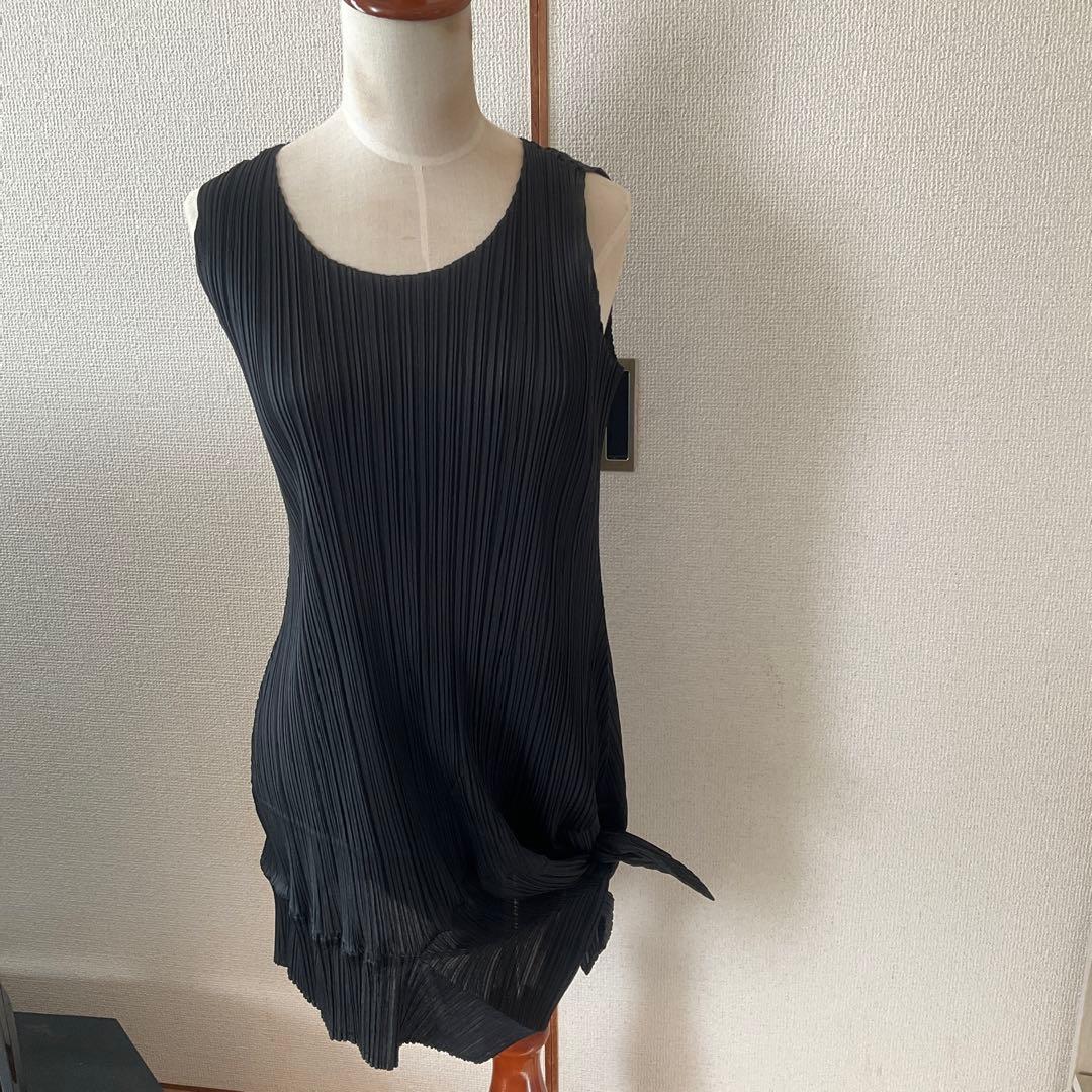 イッセイミヤケプリーツプリーズ黒 チュニックアシメントリー
