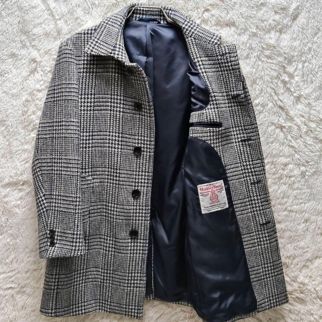 ハリスツイード × オックスフォードクラシックウールコート グレンチェック