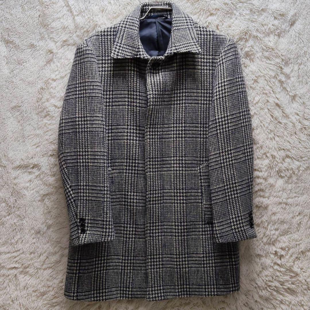 ハリスツイード × オックスフォードクラシックウールコート グレンチェック