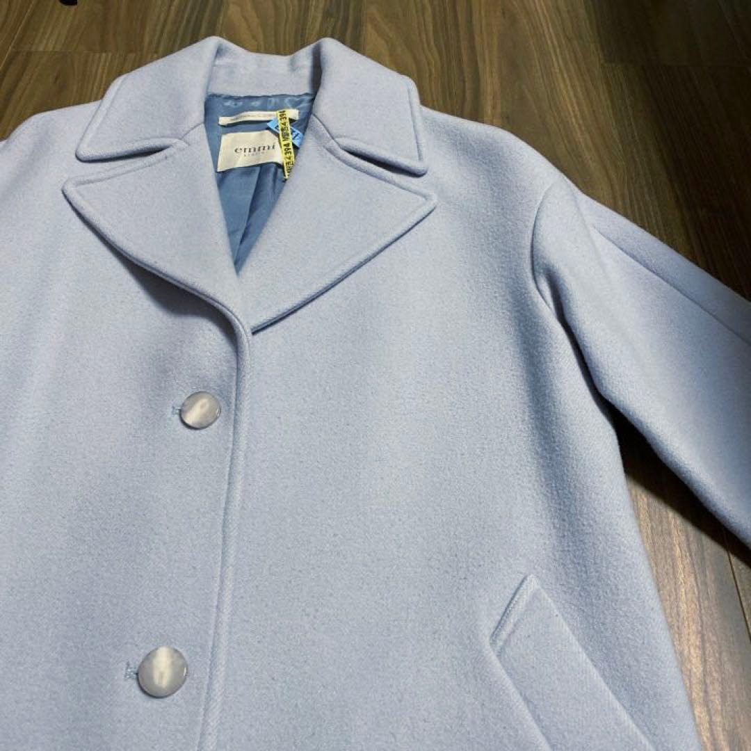 emmi エミ　エミアトリエ　ロングコート　ブルー　水色　チェスターコート