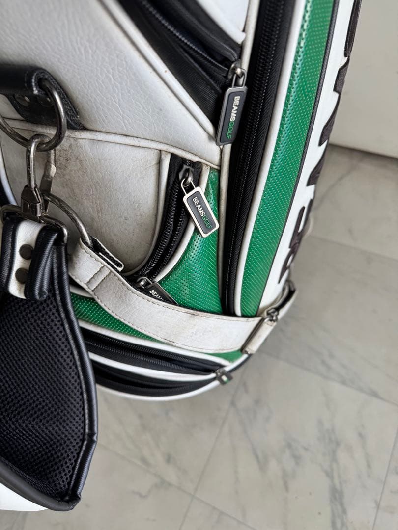 BEAMS GOLF キャディバッグ ホワイト/グリーン