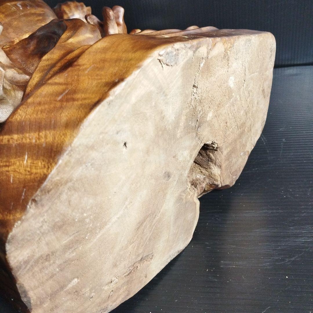 【唐木】花梨 ？鯉 置物 高さ約42.0㎝ 幅約40.0㎝ カリン材 オブジェ