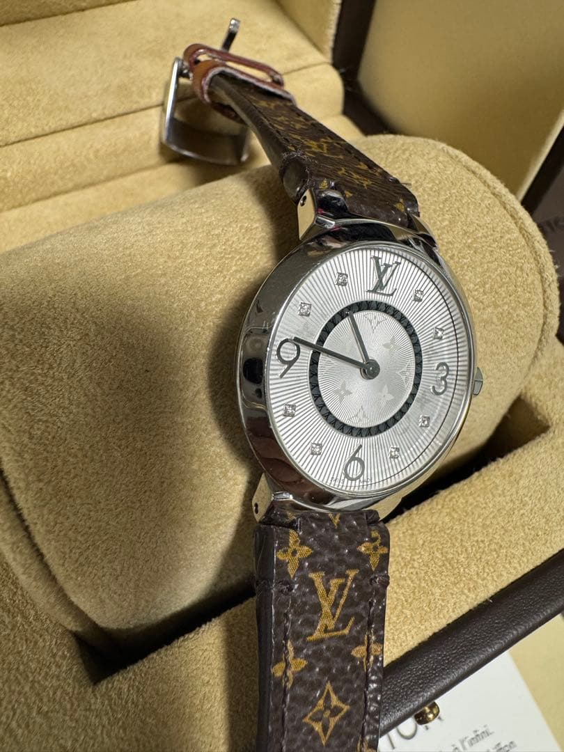 ルイヴィトン タンブール スリム Q12MG ダイヤ クォーツ レディース腕時計