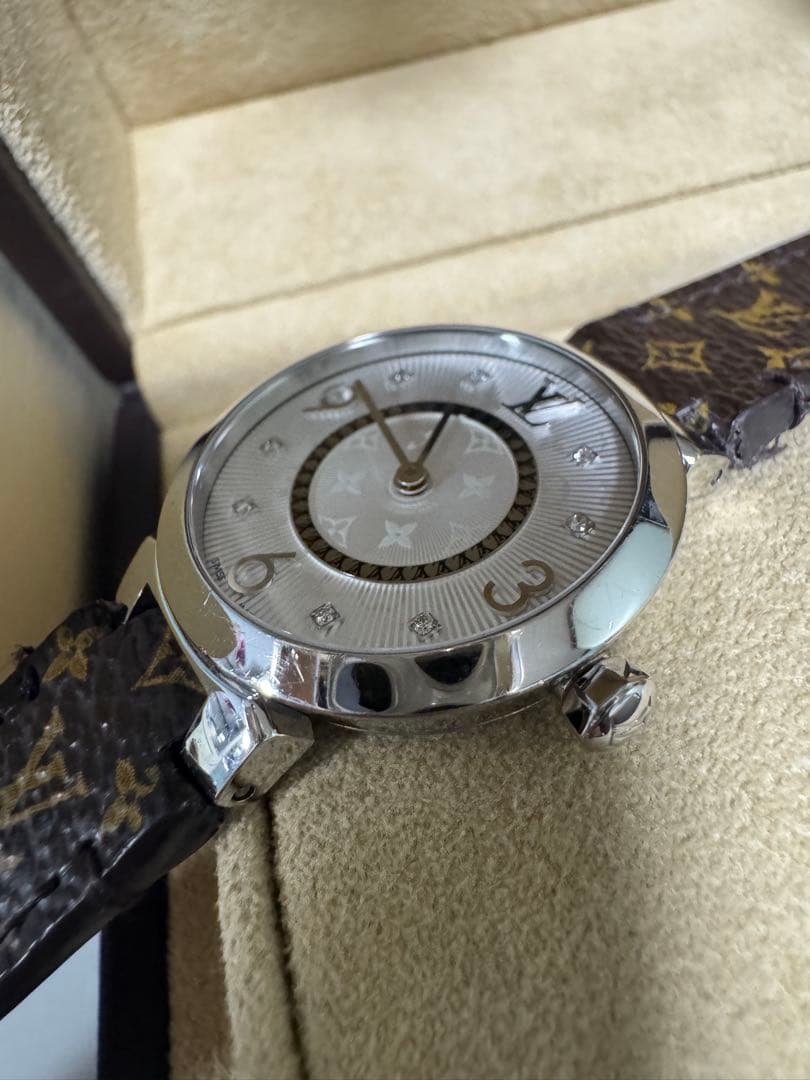 ルイヴィトン タンブール スリム Q12MG ダイヤ クォーツ レディース腕時計