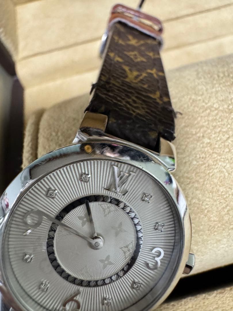 ルイヴィトン タンブール スリム Q12MG ダイヤ クォーツ レディース腕時計