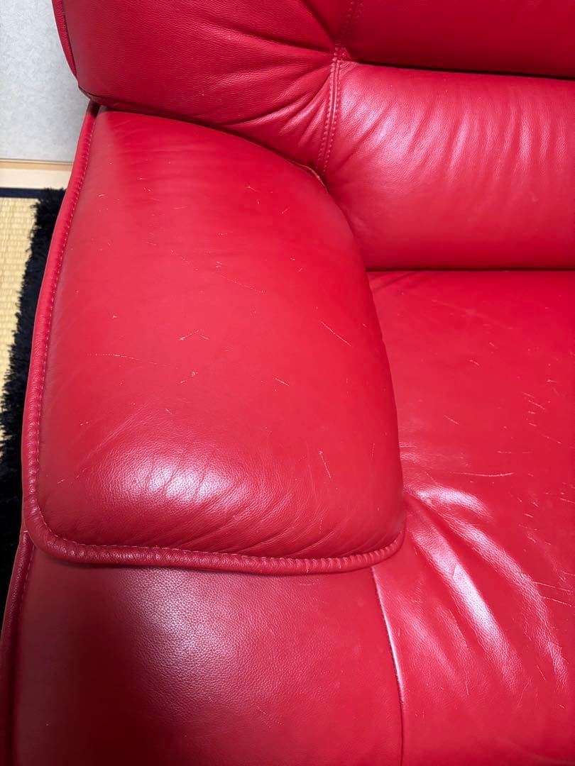 本革 レザー 2人掛け ソファ 掘り出し物 赤革　定価15万円