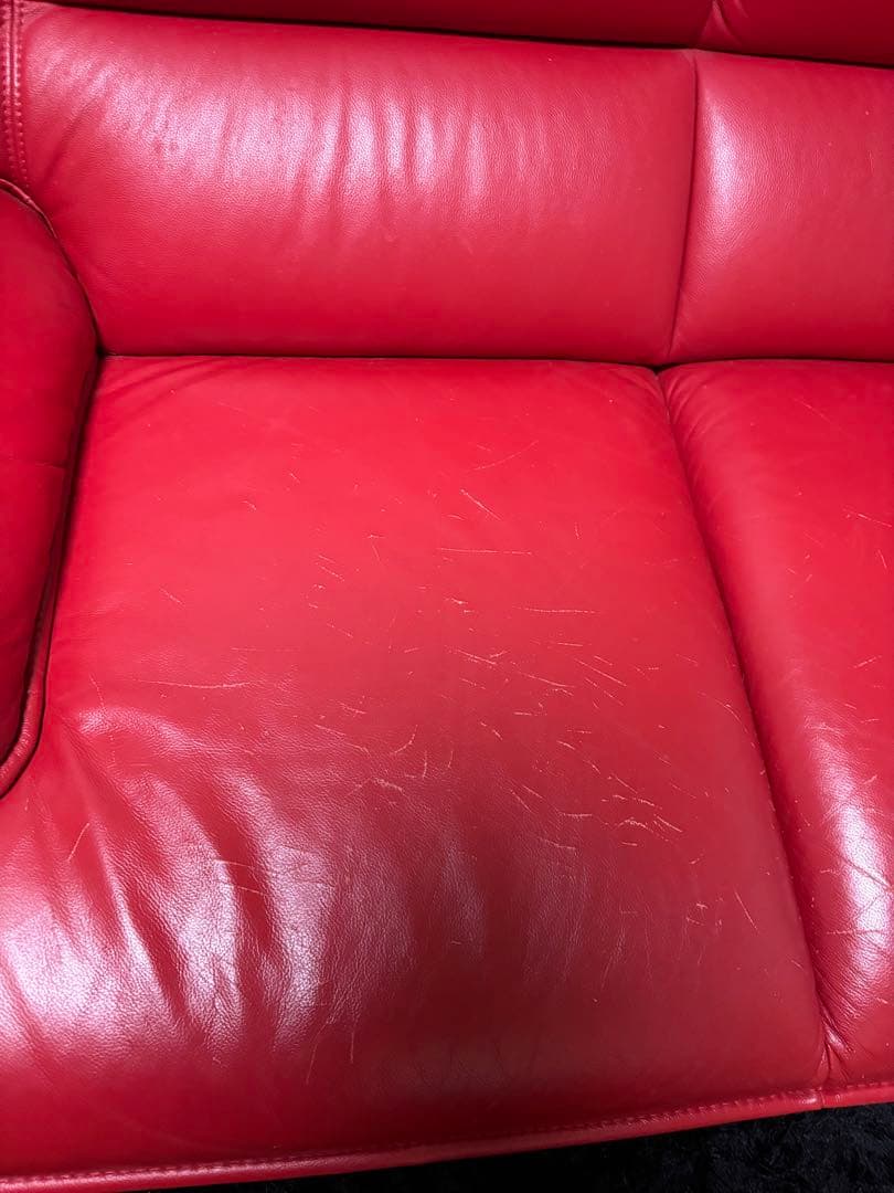 本革 レザー 2人掛け ソファ 掘り出し物 赤革　定価15万円