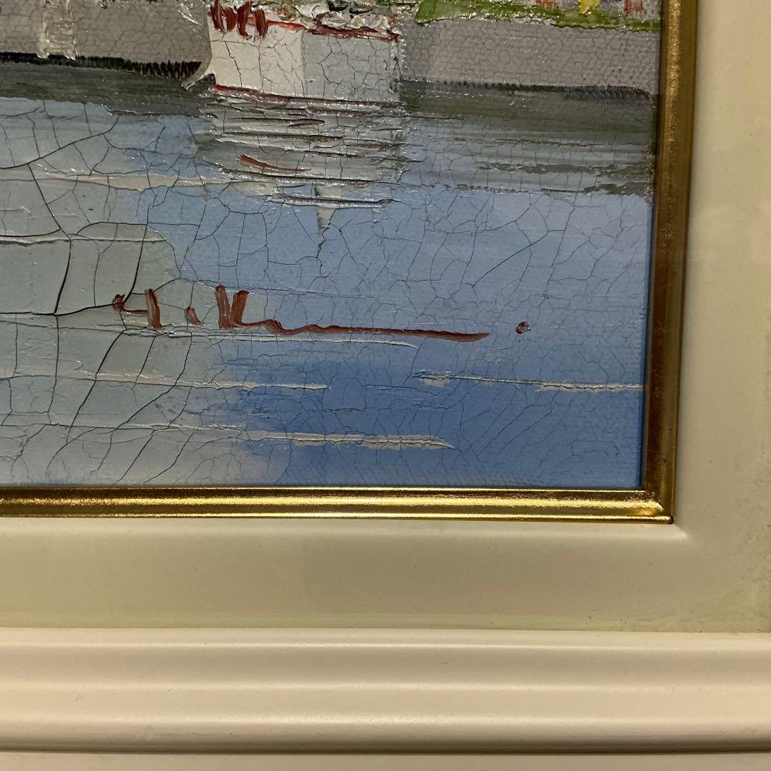 油絵　「オリオ港 」　黒沢久　作品　F6 サイズ 肉筆 油絵 油彩額装作品