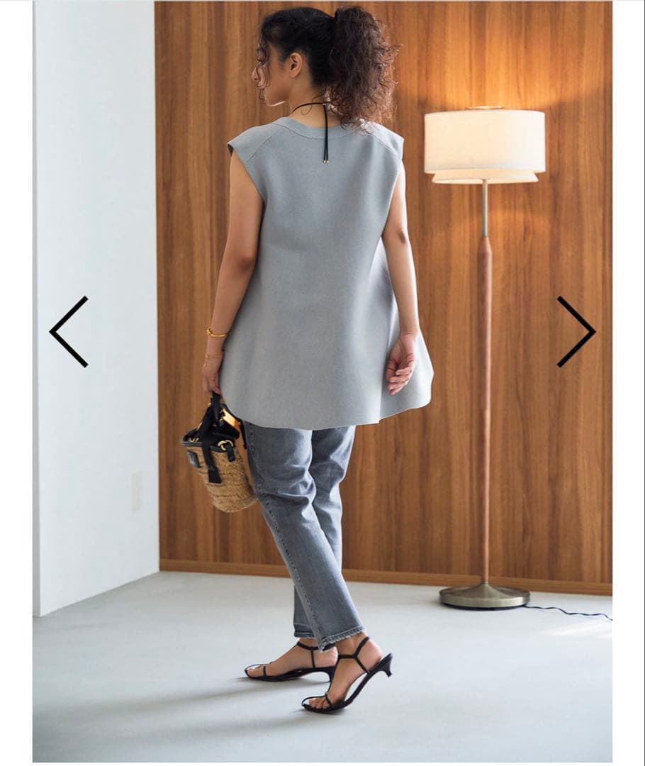 コレバさん専用未使用タグ付きオワーノOWAUNOバッグフレアニットジレLグレー