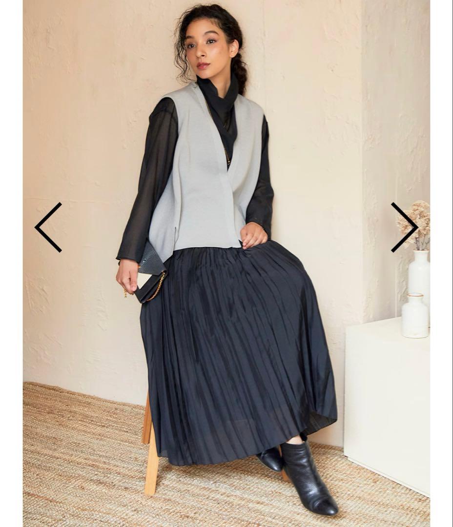 コレバさん専用未使用タグ付きオワーノOWAUNOバッグフレアニットジレLグレー