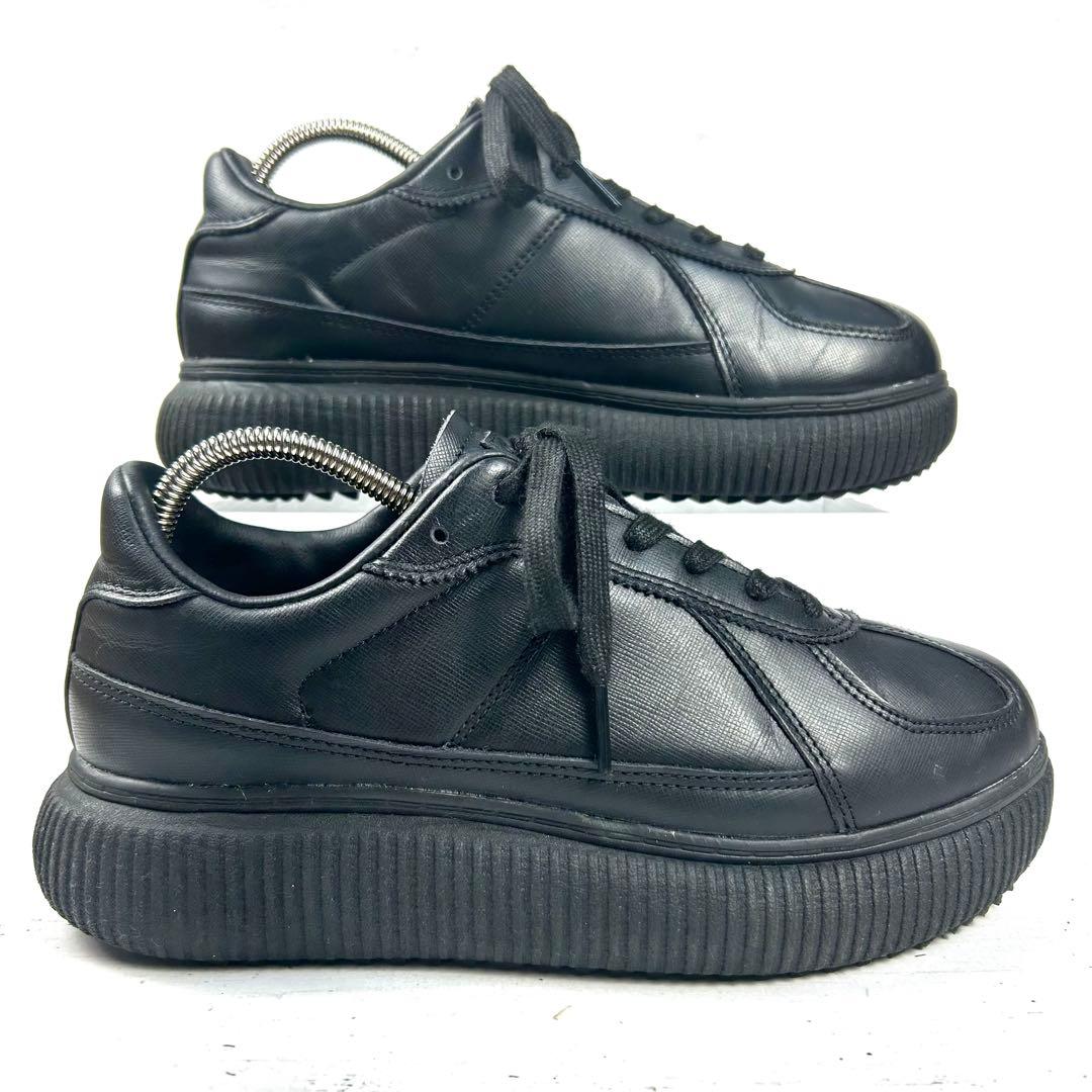 オニツカタイガー デレシティ 黒 サフィアーノ レザー 厚底 25