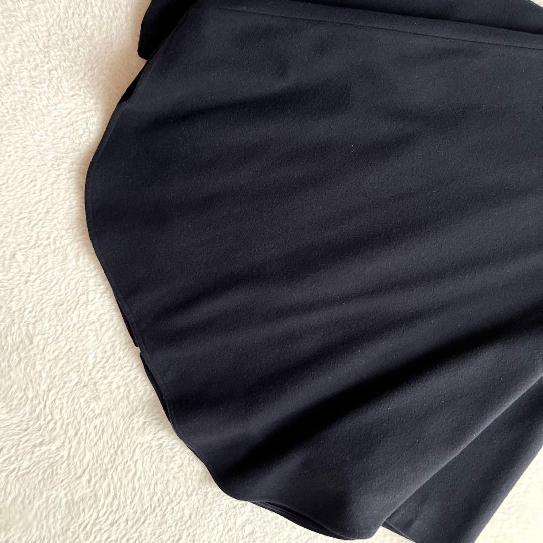 BEARDSLEY ビアズリー ポンチョコート ノーカラー ウール ネイビー