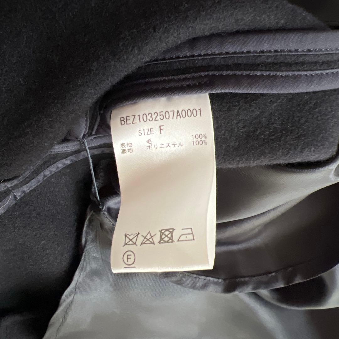 BEARDSLEY ビアズリー ポンチョコート ノーカラー ウール ネイビー