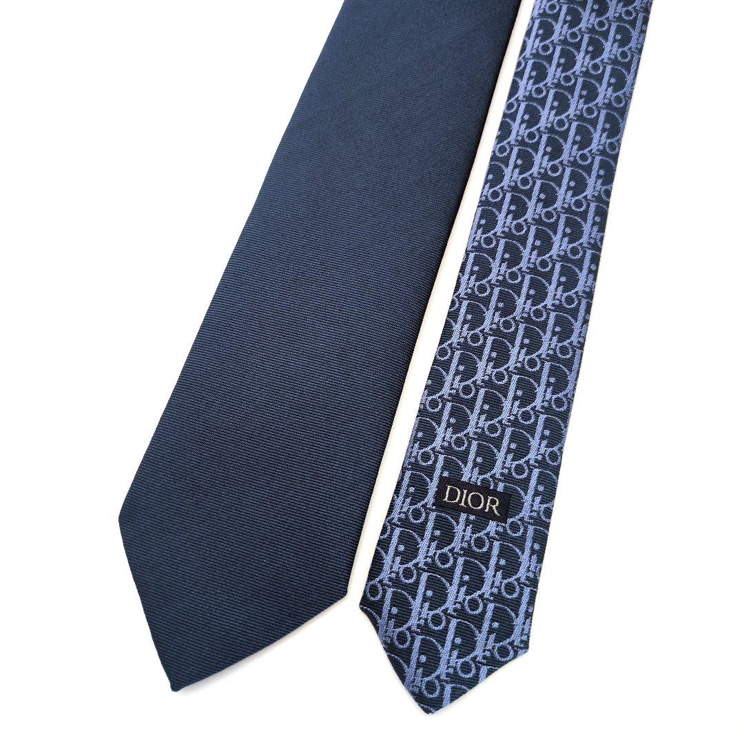 【美品】ディオールオム ナロータイ ネイビー オブリーク ストライプ イタリア製