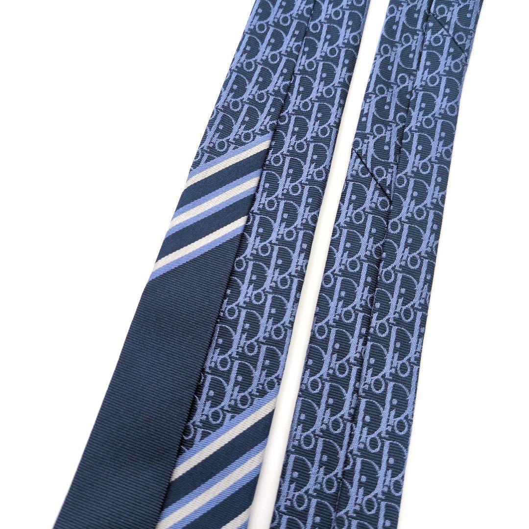 【美品】ディオールオム ナロータイ ネイビー オブリーク ストライプ イタリア製