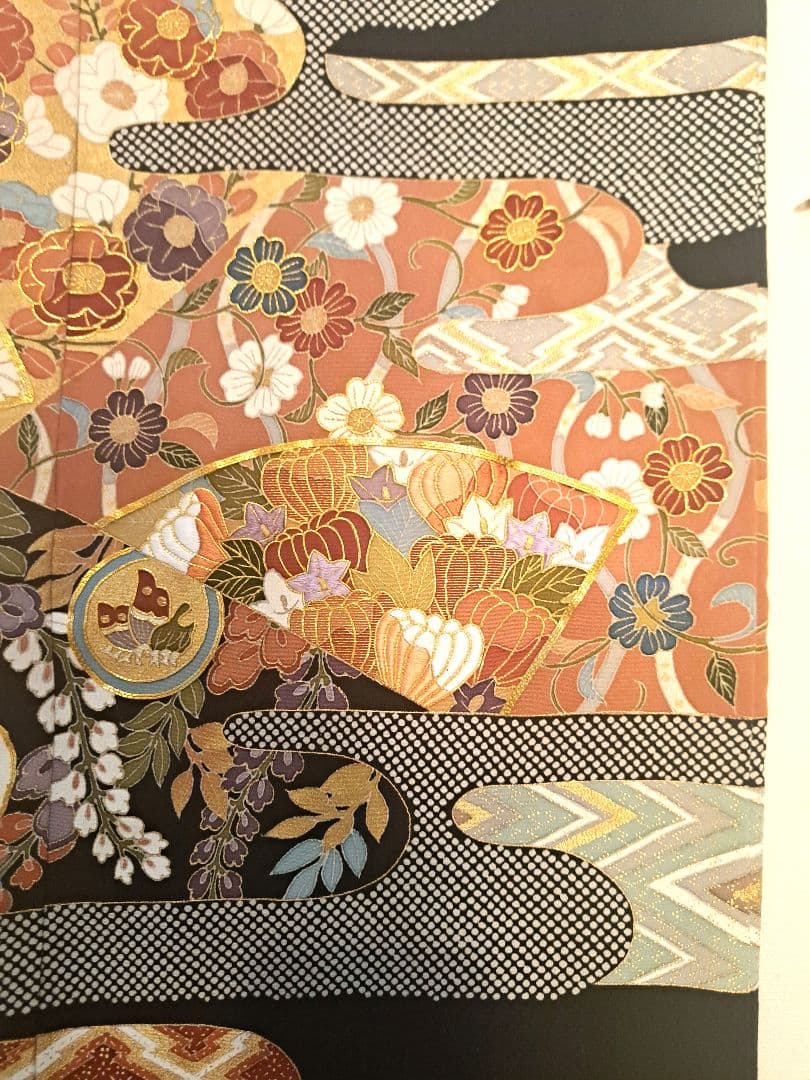 美品❇️豪華黒留袖　手描友禅　刺繍　絞り染め　比翼仕立て　５つ紋　フルセット