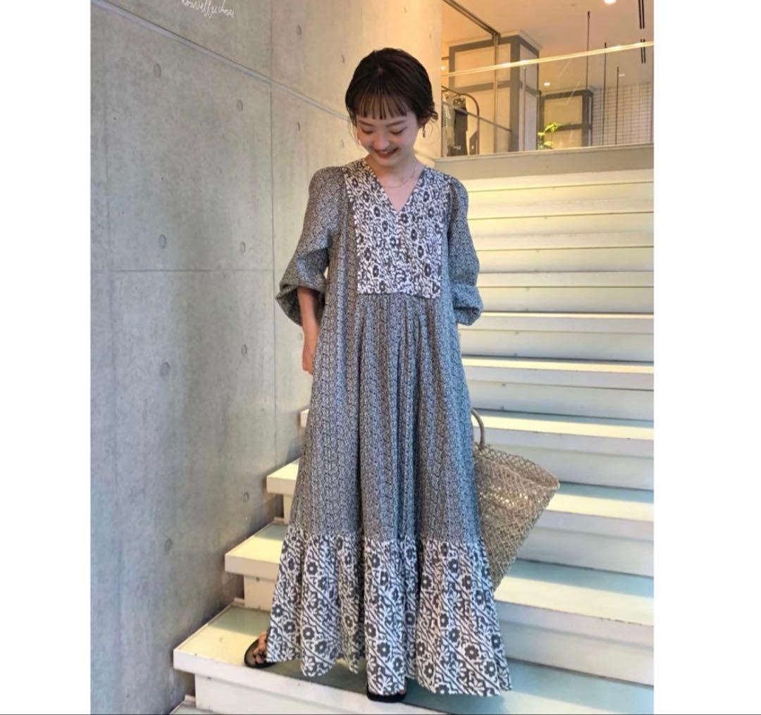 サラマリカ コットンルレックスダブルフラワープリントドレス