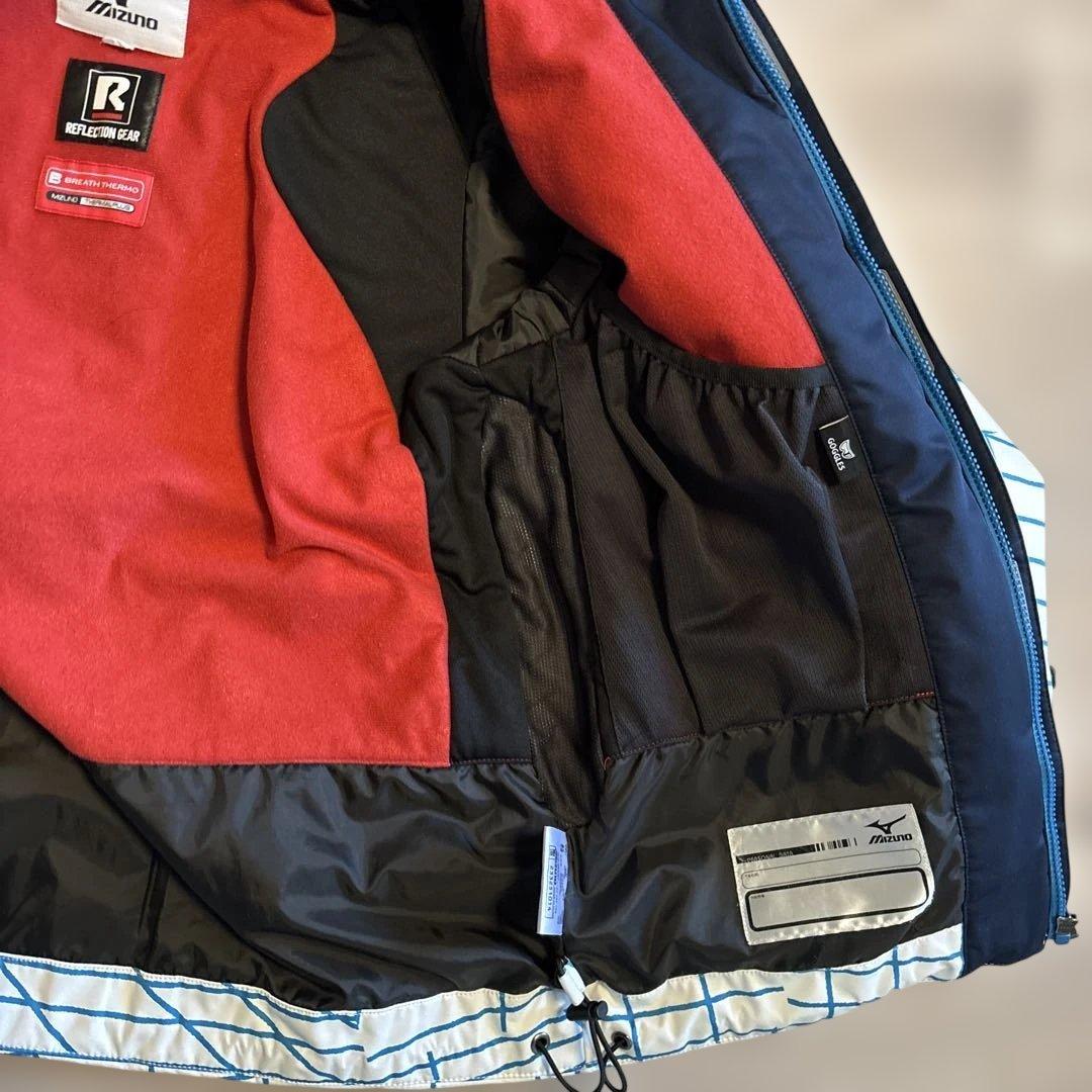 MIZUNOスキーウェア ホワイト/ブルー 格子模様　Mサイズ