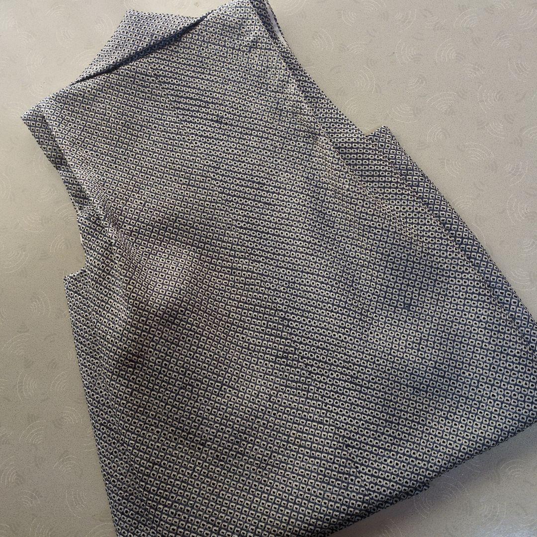 七五三３歳正絹総絞り手縫いの被布（ブルーグレー）中綿無し