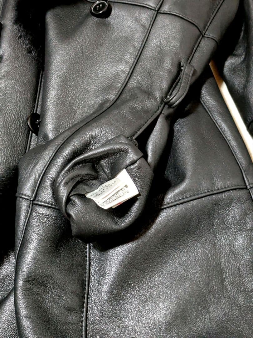 専用　ラム レザー袖、襟、裏地フォクスファー付きロングコートベルト付きMサイズ