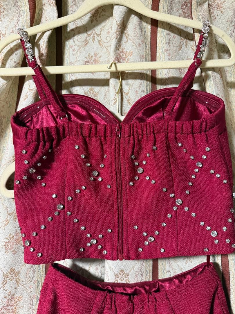 ROBE de FLEURSサテンリボンビジューセットアップミニドレス