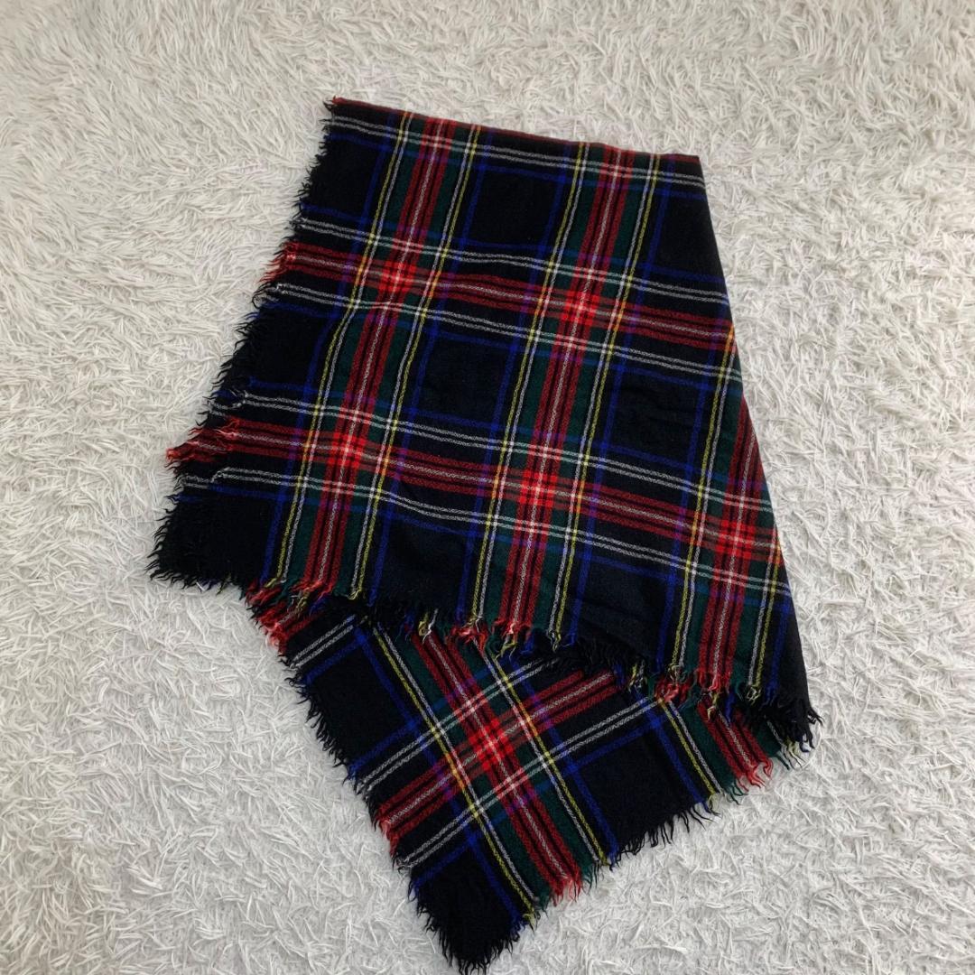 15211トリココムデギャルソン 大判 マフラー ブランケット タータンチェック