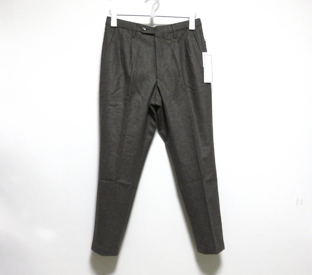 VIGANO フランネル ウール 2プリーツ スラックス 44 ライトブラウン