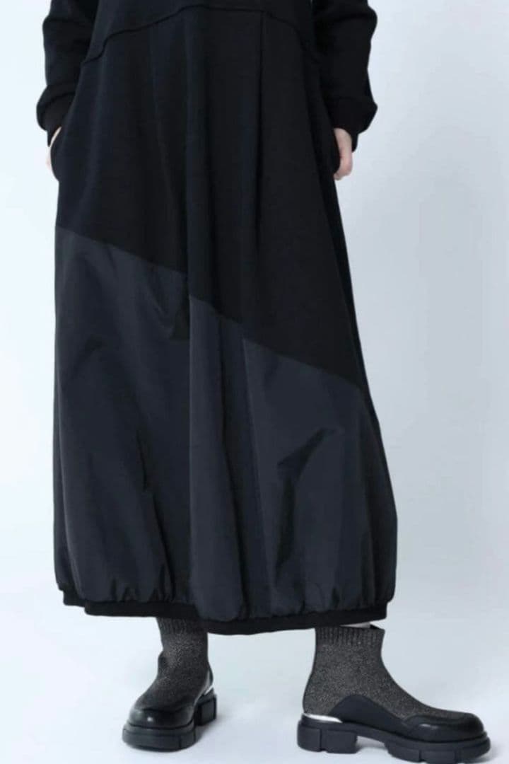 【新品】LASUD バルーンシルエット異素材ワンピース