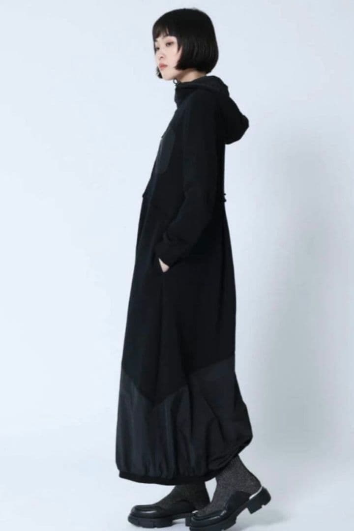 【新品】LASUD バルーンシルエット異素材ワンピース