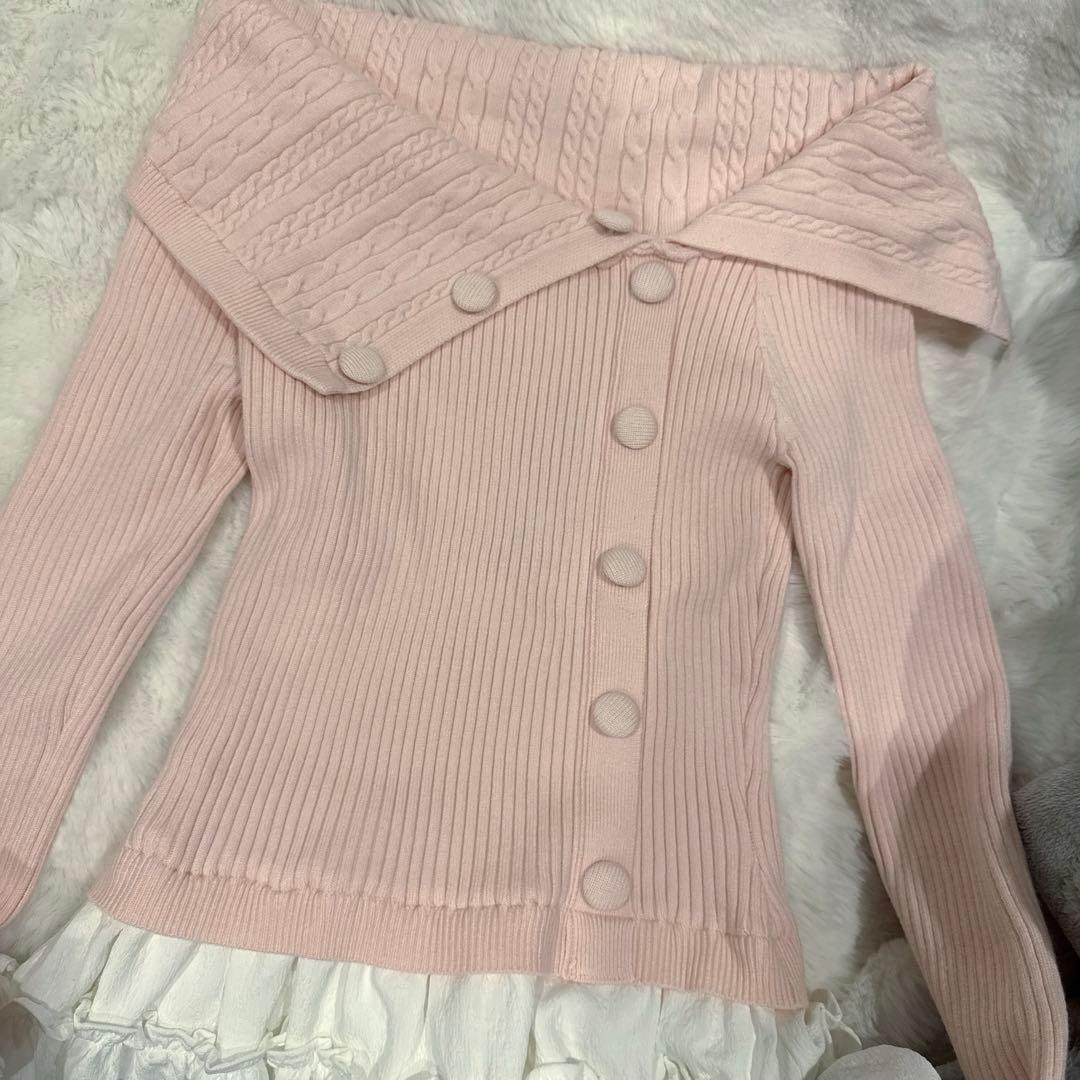 bubbles ケーブルオフショルワンピース ピンク