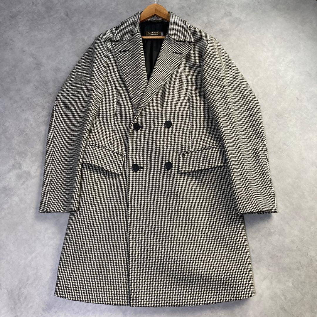 極美品 マッキントッシュ チェスターコート ダブル 千鳥格子 ウール M 英国製