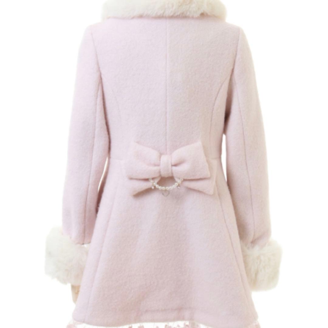 LIZLISA ビジューリボンミニ丈Aラインコート ピンク