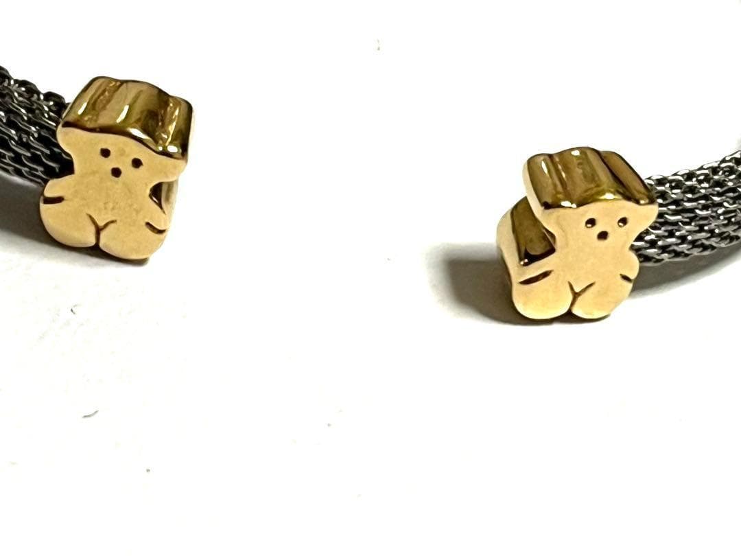 Tous トウス　18金ゴールド　K18 くま　メッシュ　オープン　バングル